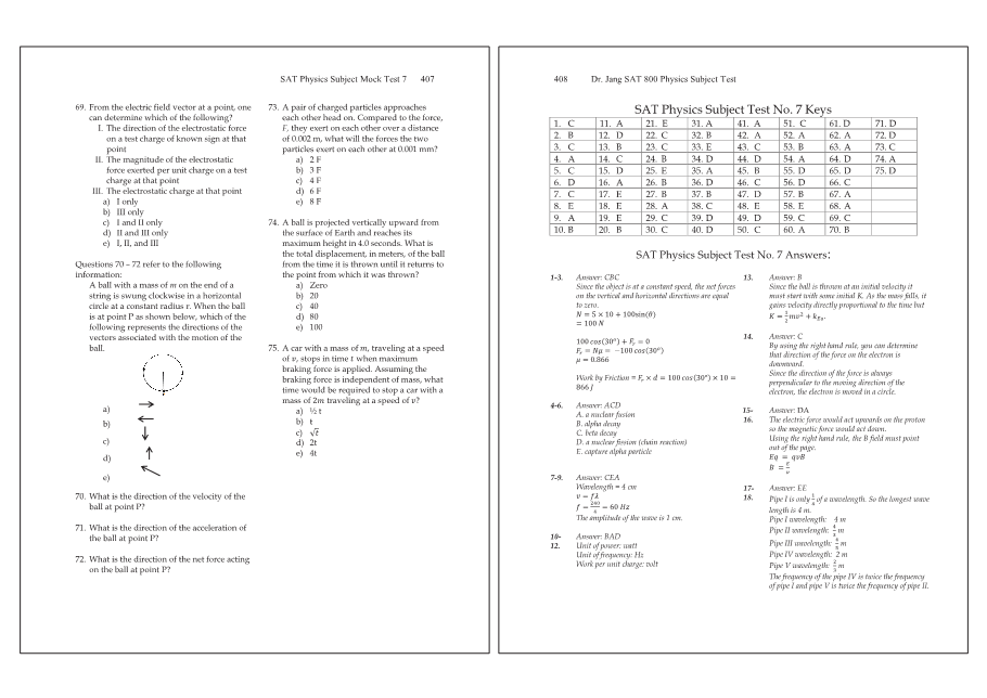 Dr.jang's SAT 800 Physics