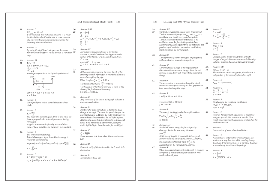 Dr.jang's SAT 800 Physics