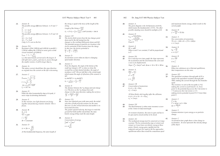 Dr.jang's SAT 800 Physics